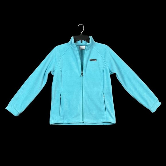 Columbia Youth Girls Full Zip Fleece Jacket Size 18 (XL) Aqua Zip Pockets - Picture 12 of 13